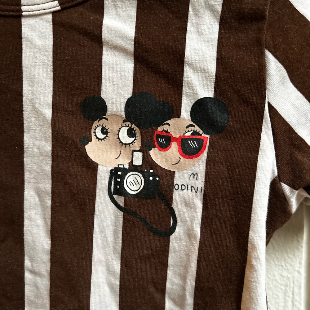 Mini Rodini Ritz Ratz Chocolate and White Striped Tee - Picture 2 of 5